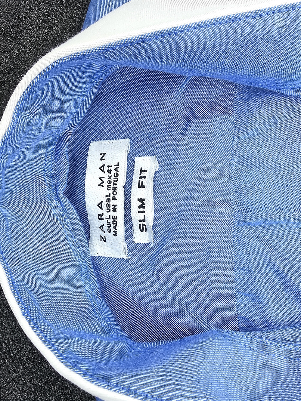 Zara Sky Blue Short-Sleeve Button-Down with White Trim - Picture 2 of 5